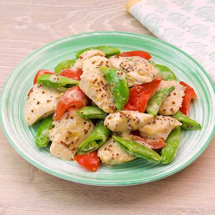 鶏むね肉とスナップエンドウの粒マスマヨソテー
