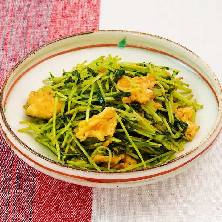 豆苗の卵炒め
