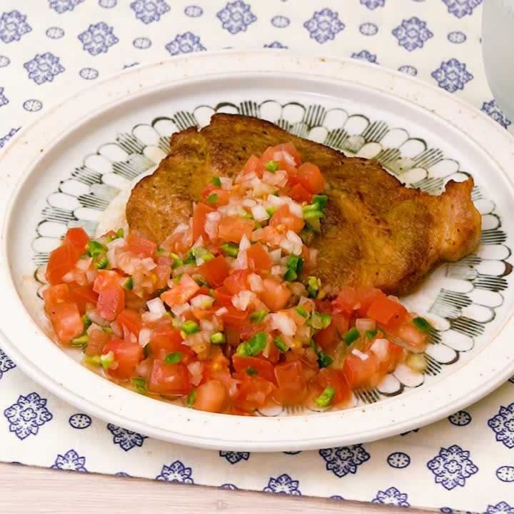 サルサソースのカレーポークソテー