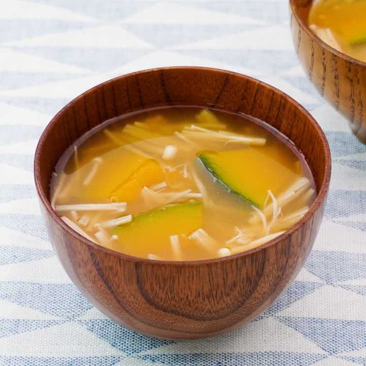 かぼちゃとえのきの味噌汁