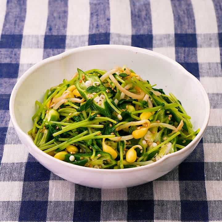 豆苗とオクラのナムル