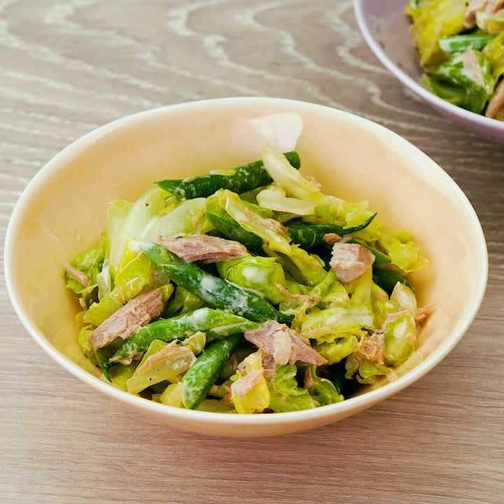 キャベツとインゲンのツナマヨあえ