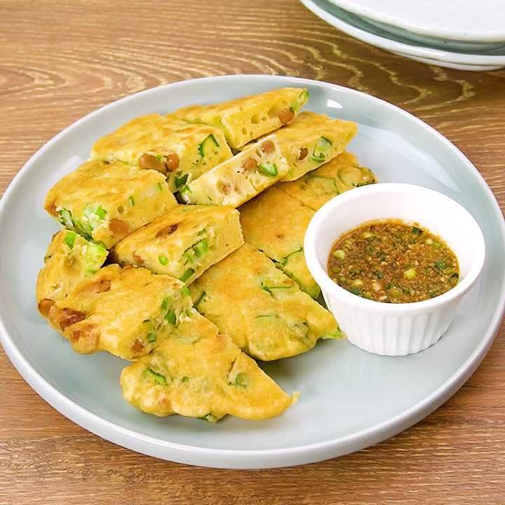 納豆とオクラのチヂミ