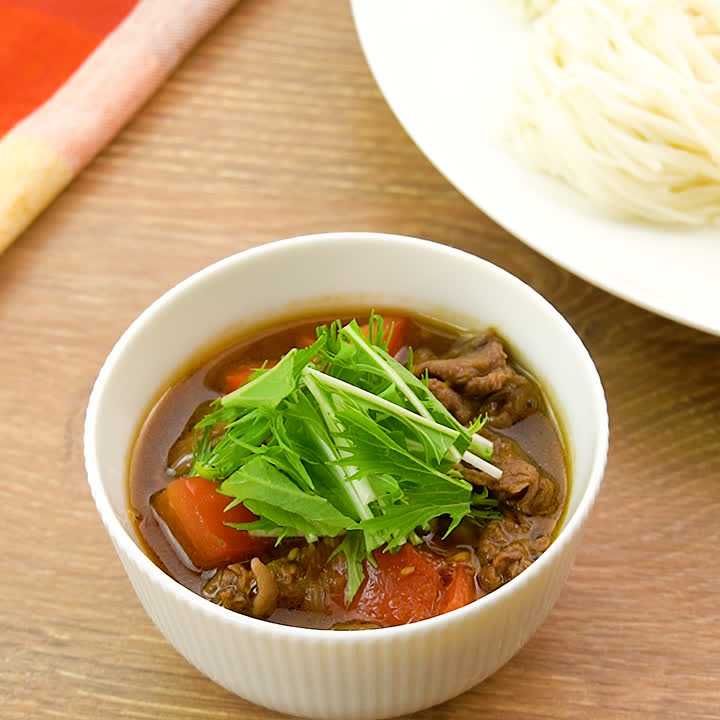 牛トマつけだれそうめん