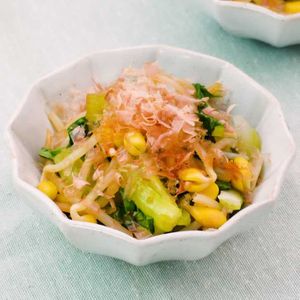 チンゲン菜と豆もやしのポン酢がけ