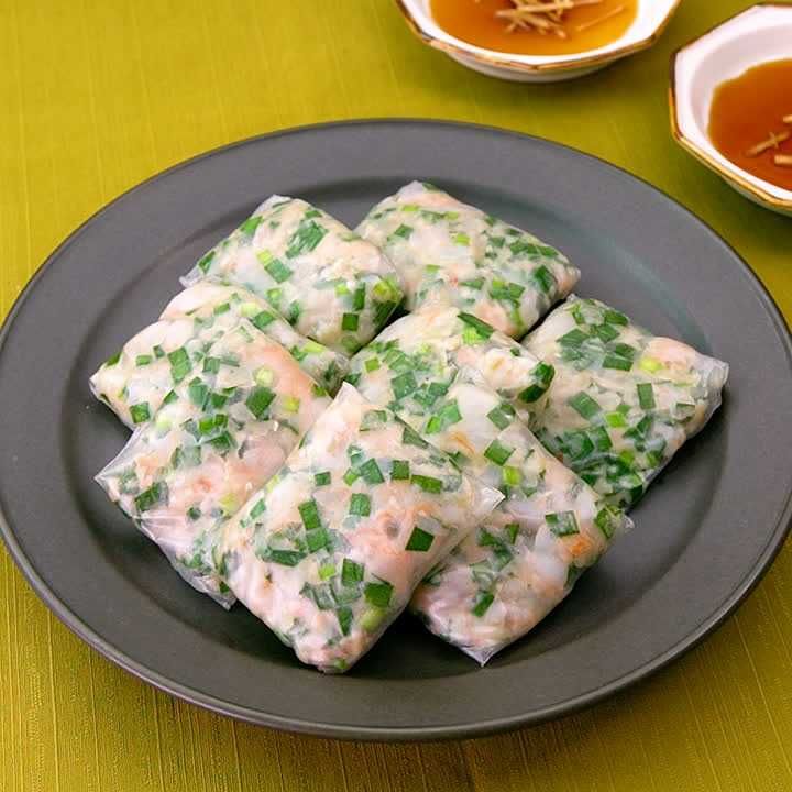 ライスペーパーのえびニラまんじゅう