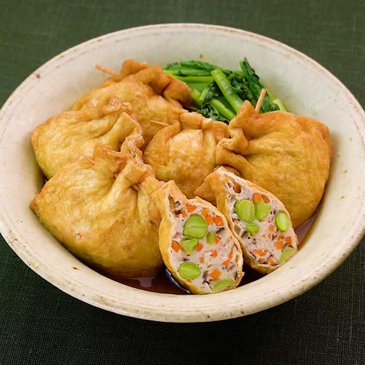 鶏ひき肉としいたけの袋煮
