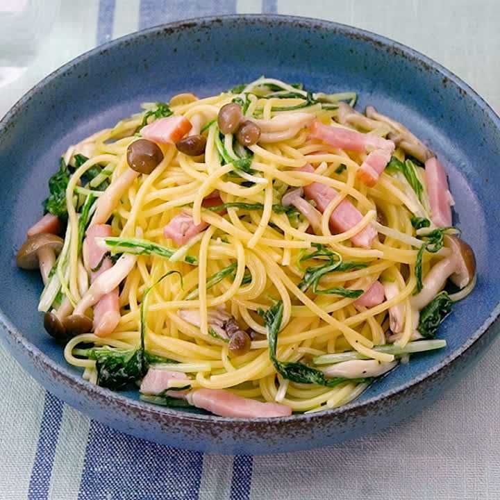きのことベーコンのパスタ