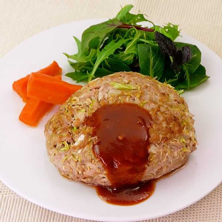 キャベツとえのきのビッグハンバーグ