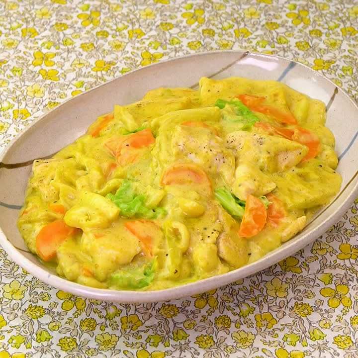 鶏むねとキャベツの和風カレークリーム煮