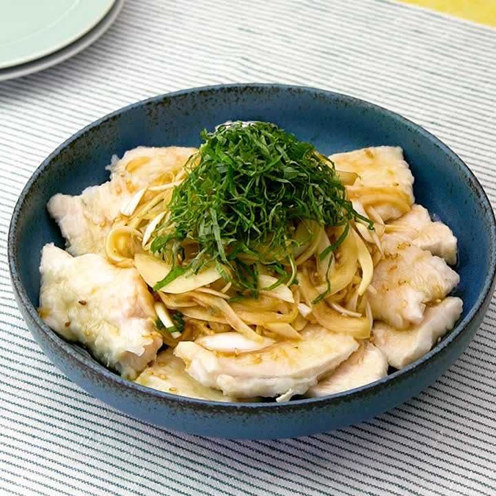 新玉と大葉だれの水晶鶏