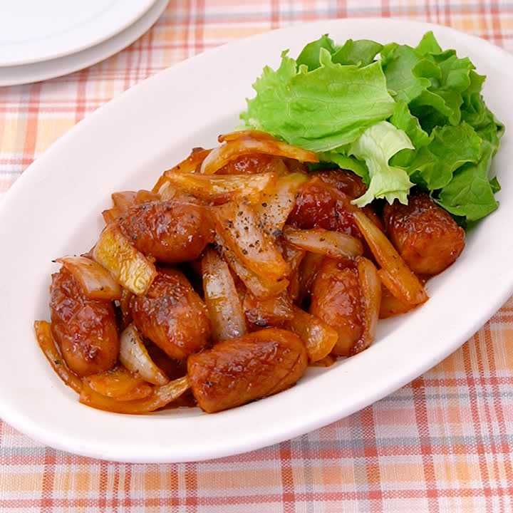 ウインナーと玉ねぎのケチャップ炒め