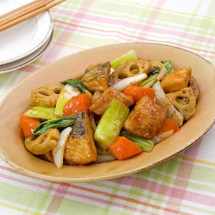 さわらと野菜の黒酢あん