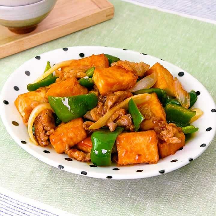 豚こまと厚揚げのヤンニョム炒め