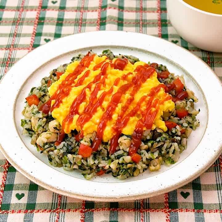 きのことパプリカのベジバターオムライス