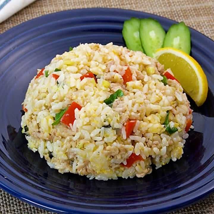 レンジでガパオ風チャーハン
