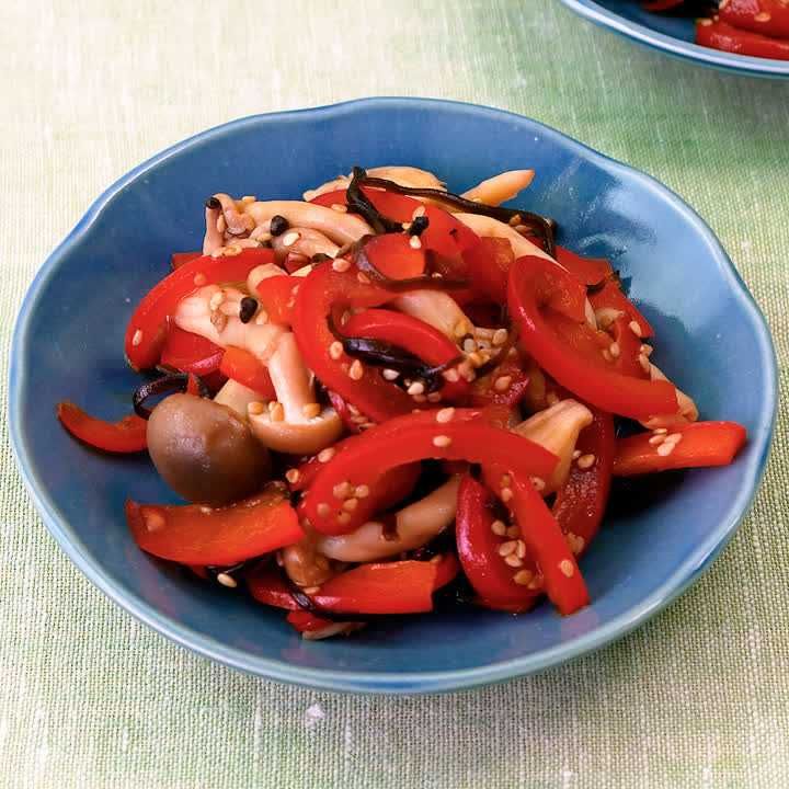 しめじとパプリカの塩昆布あえ