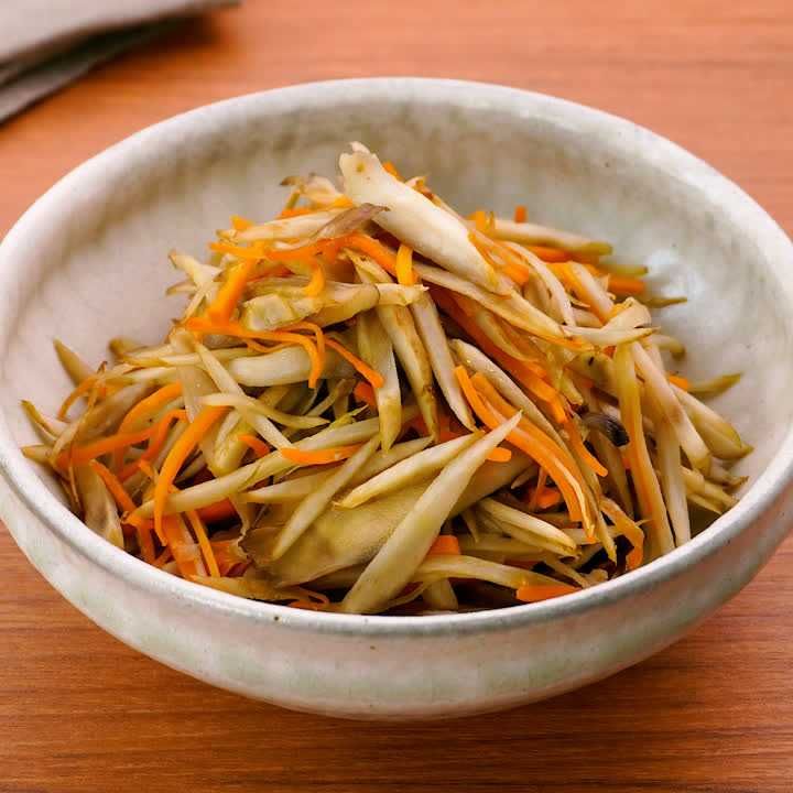 ごぼうとまいたけの白だしきんぴら