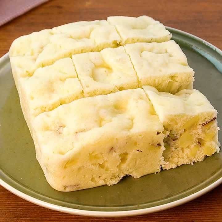 四角いさつまいもレンジ蒸しパン