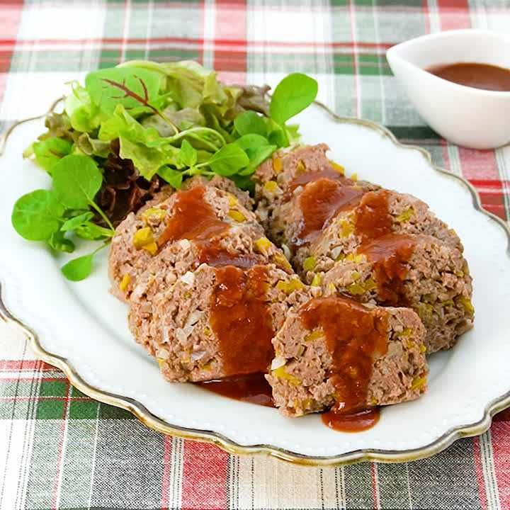 マッシュルームとパプリカのミートローフ