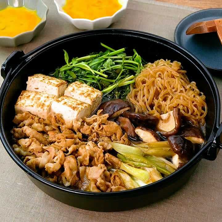 せりと豚肉のすき焼き