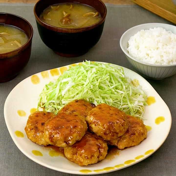 照り焼き鶏つくね献立