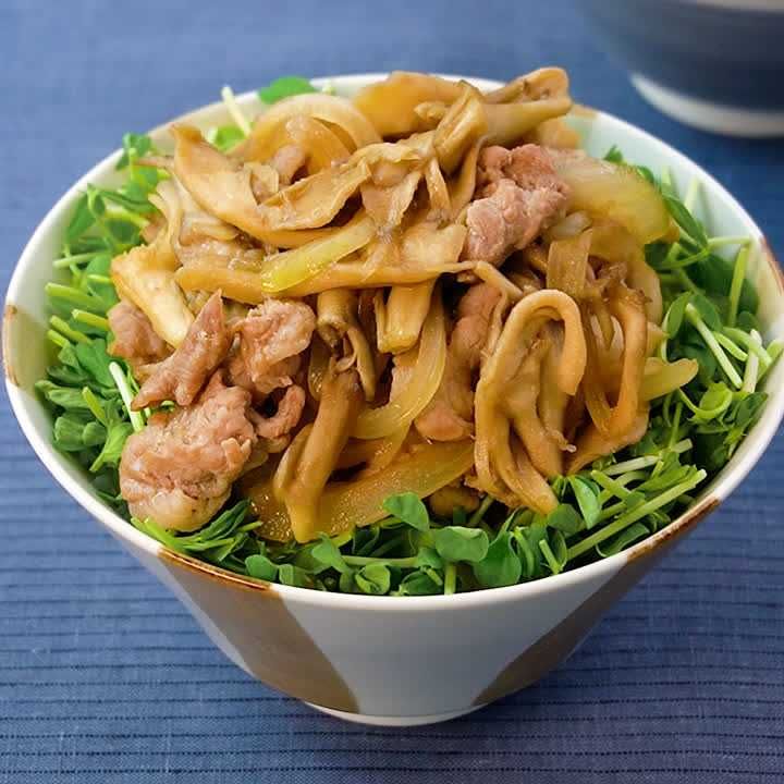 豚こまときのこの生姜焼き丼