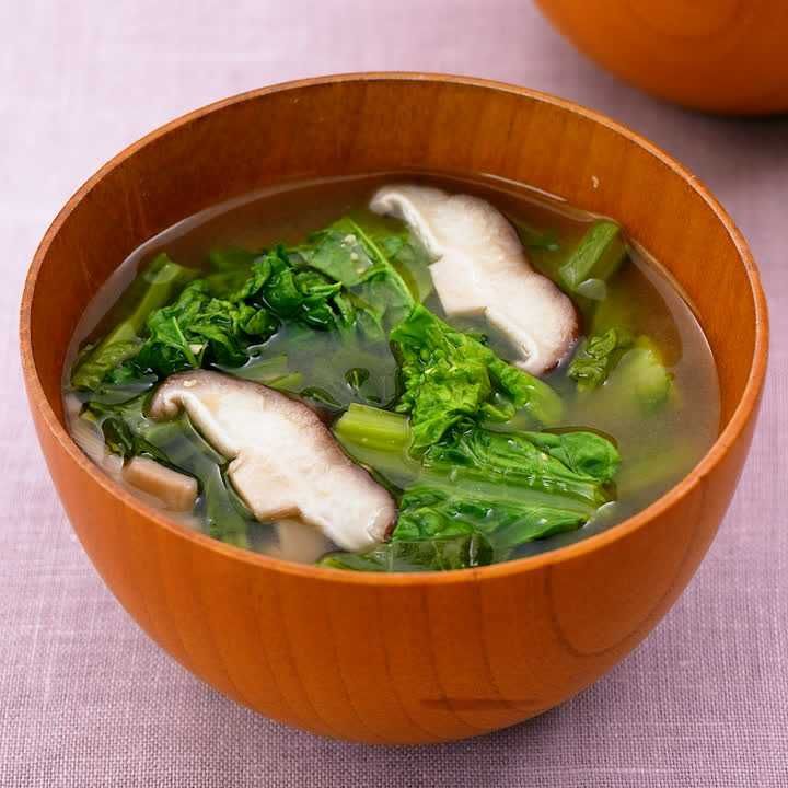 しいたけと菜の花の味噌汁