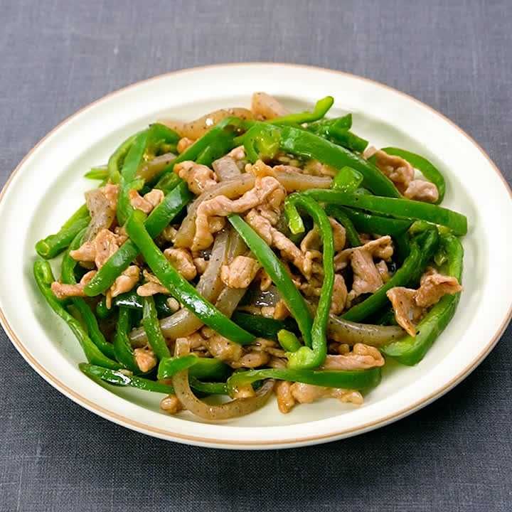 豚こまとこんにゃくの青椒肉絲