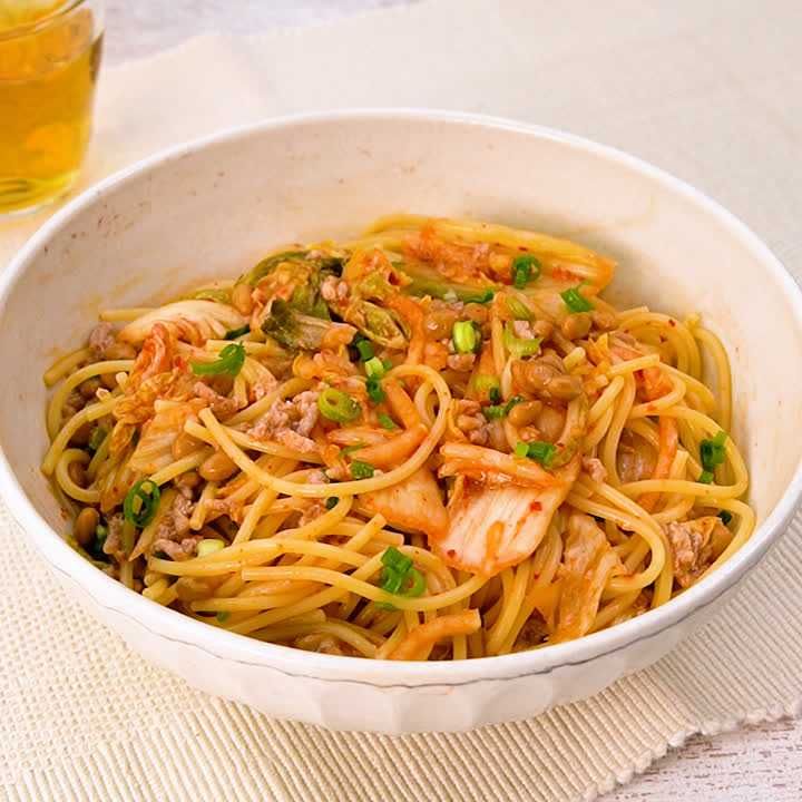 キムチ納豆パスタ