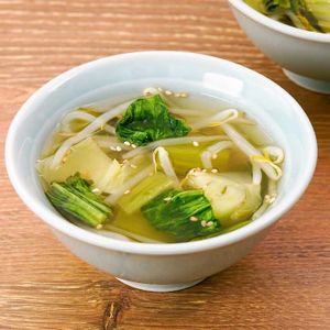 「青梗菜ともやしのさっぱりスープ」のレシピ動画