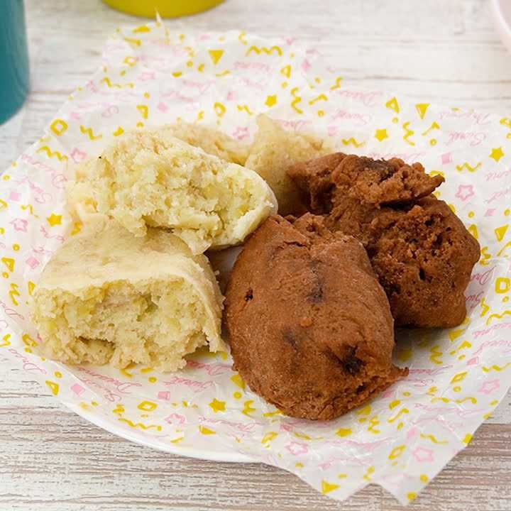 ポリ袋でチョコ&バナナ蒸しパン