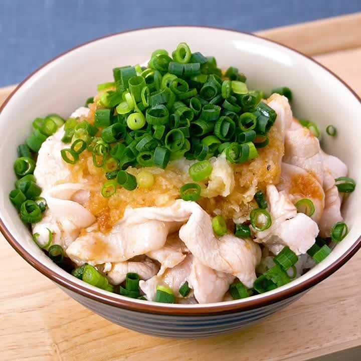 豚肉の大根おろしのネギだく丼