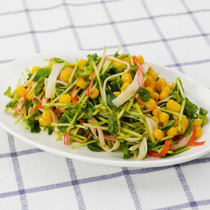 豆苗とかにかまぼこのさっぱりあえ