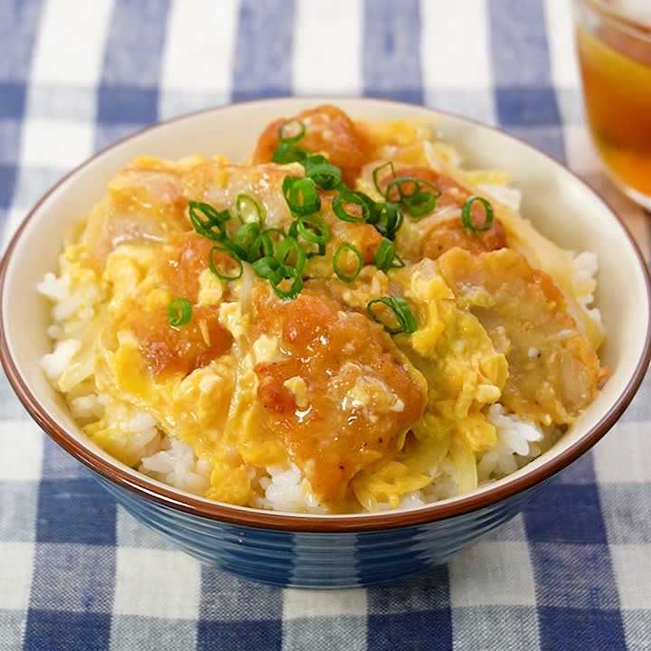 唐揚げのレンジ親子丼