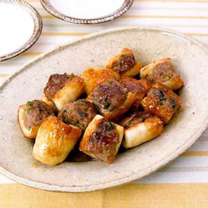 「ちくわの甘辛肉詰め」のレシピ動画
