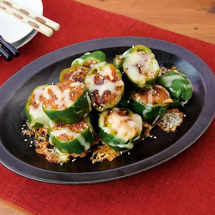 キムチーズのピーマンの肉詰め