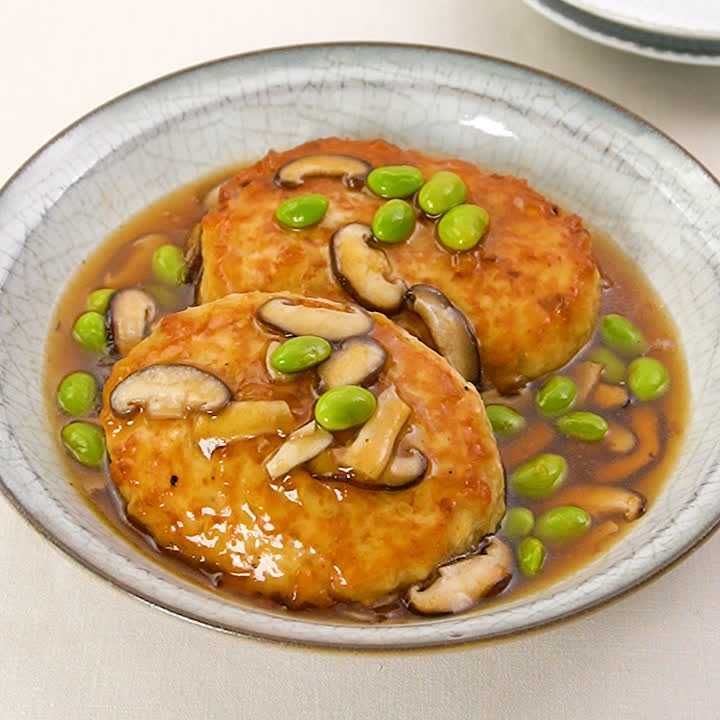 ふわふわ豆腐ハンバーグのきのこあん