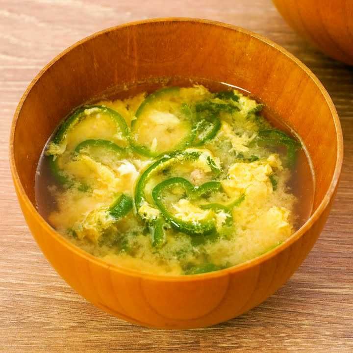 ピーマンのかき玉味噌汁