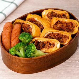 「簡単ミートオムレツ弁当」のレシピ動画