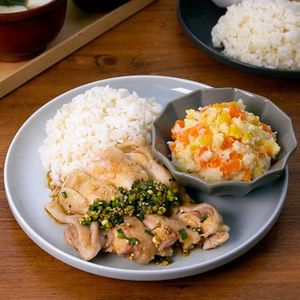 炊飯器でねぎだれチキン献立