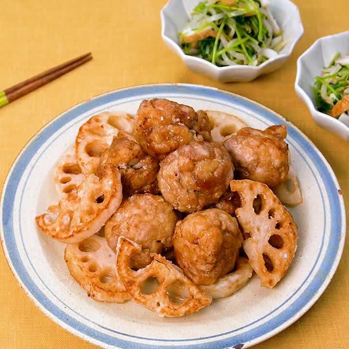 豚こま唐揚げ献立