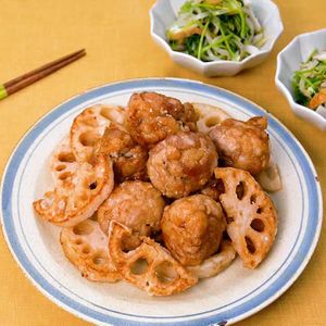 豚こま唐揚げ献立