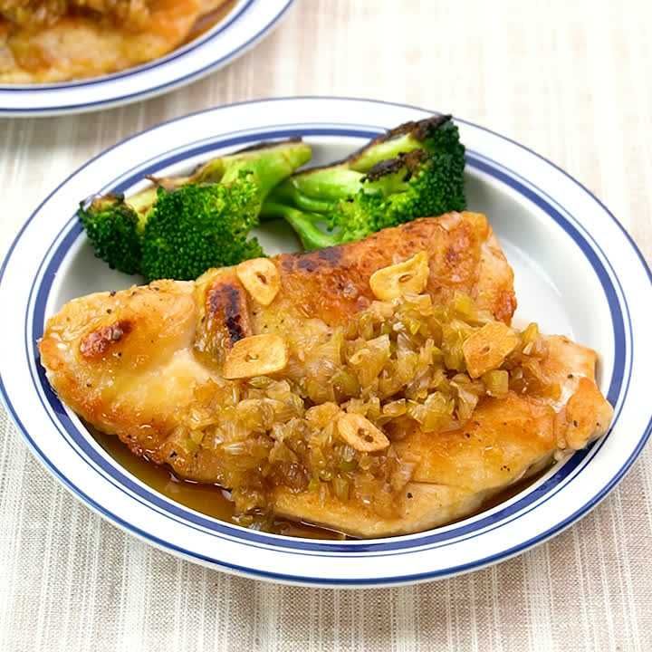 鶏むねの葱チキンステーキ