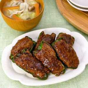 ピーマンの肉詰め献立