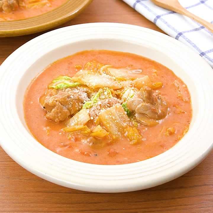鶏肉と白菜のトマトクリーム煮