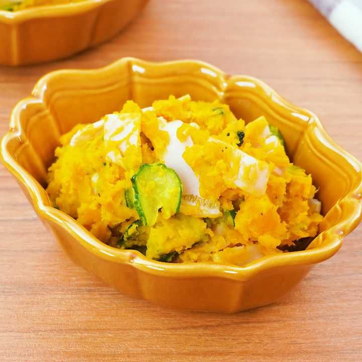 彩り華やか！ かぼちゃのポテトサラダ風のレシピ動画・作り方 | デ