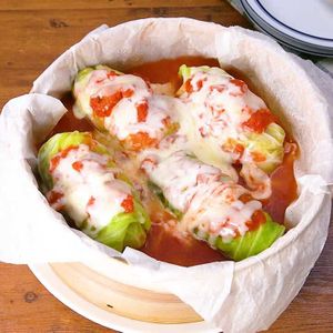 蒸しチーズロールキャベツ