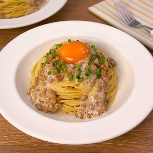 納豆と卵のふわふわパスタ