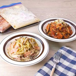 「冷凍ストックパスタ2選」のレシピ動画